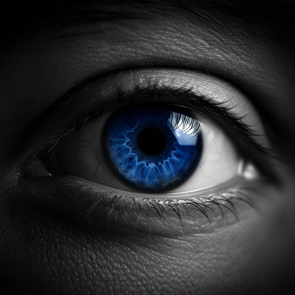 Extreme close-up of a deep blue eye — the symbol of the Octopus Think Tank Institute