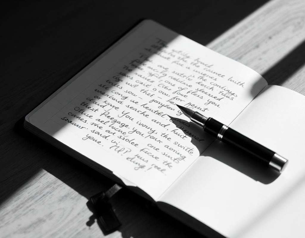 Open notebook with fountain pen