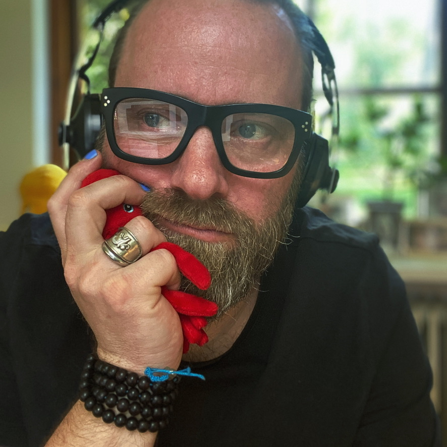 Perry with headphones